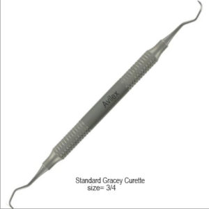 Gracey curettes, short contra-angle for anterior incisors and canines. Double-ended, easy-grip handle.