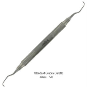 Gracey curettes, medium contra-angle for anterior incisors and premolars. Double-ended, easy-grip handle